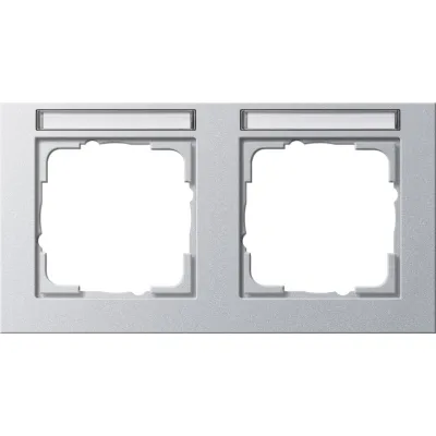 GIRA Abdeckrahmen 109225 E2 | 2-fach waagerecht | beschriftbar | bruchsicher | Kunststoff | Unterputz | Farbe Aluminium