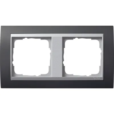 Gira Abdeckrahmen 2-fach 021281 | Event Serie | Kunststoff | anthrazit | bruchsicher | horizontal & vertikal