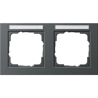 GIRA Abdeckrahmen 109223 | 2-fach waagerecht E2 | beschriftbar | bruchsicher | Kunststoff | Sprühnebeldicht | anthrazit