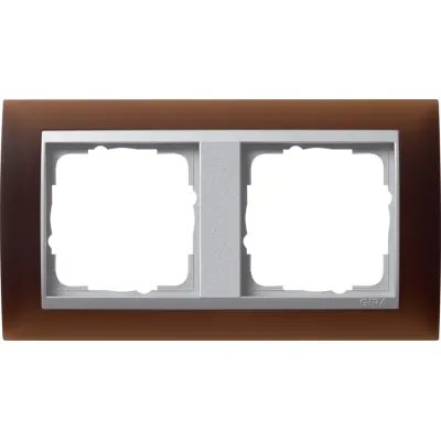 GIRA Abdeckrahmen 2-fach 021259 | Event Opak | bruchsicher | Kunststoff Thermoplast | für Alu Einsätze | dunkelbraun