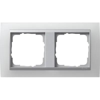 Gira Abdeckrahmen 2-fach 021250 | Event Serie | Unterputz-Montage | bruchsicher | Kunststoff | opak weiß | alu