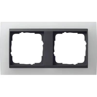 Gira Abdeckrahmen 2-fach Event 021224 | für anthrazit Zentraleinsätze | Opak Weiß | bruchsicher | Kunststoff | Unterputz