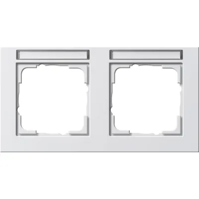 GIRA Abdeckrahmen 2-fach E2 109229 | mit Beschriftungsfeld | waagerecht | bruchsicher | Kunststoff | reinweiß RAL 9010