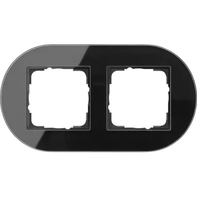 GIRA Abdeckrahmen 2-fach Studio 0212135 | Glas | schwarz | Unterputz | horizontal & vertikal montierbar | modern