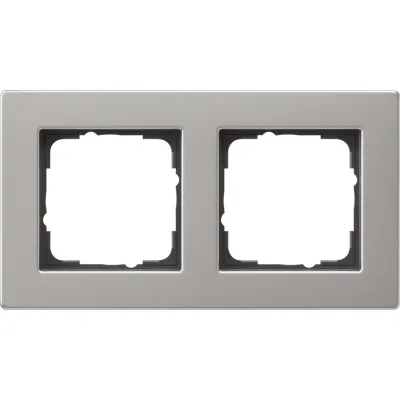 GIRA Abdeckrahmen 2fach E2 0212335 | flacher Einbau | Edelstahl-Optik | waagrecht & senkrecht | Kunststoff | IP21