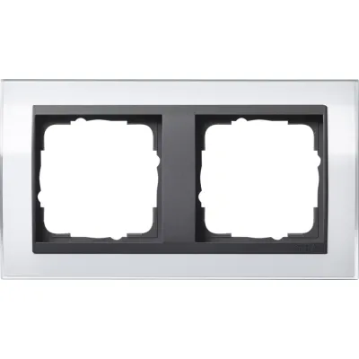 GIRA Abdeckrahmen 2fach 0212728 | Unterputz-Rahmen bruchsicher | Event Klar | Zwischenrahmen Anthrazit | weiß