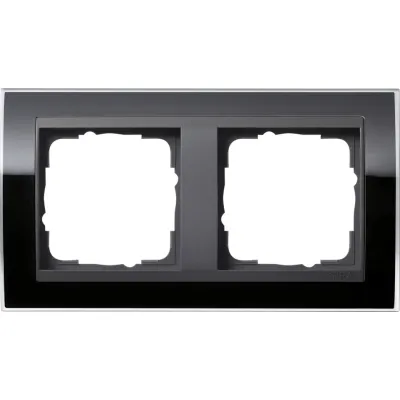 GIRA Abdeckrahmen 2-fach 0212738 | Event Klar | bruchsicher | Kunststoff | anthrazit Zwischenrahmen | schwarz