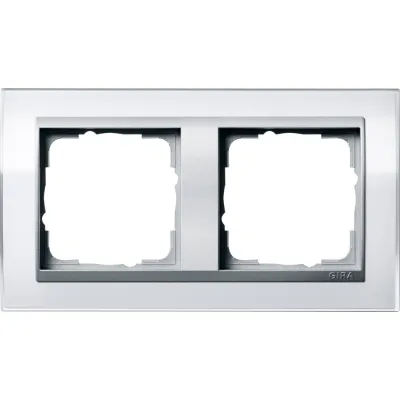 Gira Abdeckrahmen 2-fach 0212726 | Event Klar | Unterputz | Kunststoff | bruchsicher | waagerecht & senkrecht | Alu/Weiß
