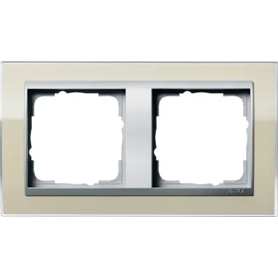 GIRA Abdeckrahmen 2-fach 0212776 | Rahmen Unterputz | bruchsicher | Kunststoff | Event Klar Sand | Farbe Alu
