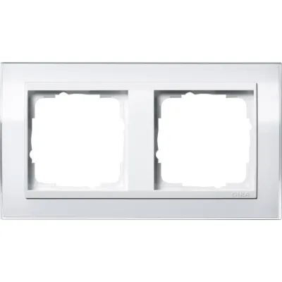 Gira Abdeckrahmen 2-fach 0212723 | Unterputz passend für Gira Event Klar | bruchsicher | Kunststoff | weiß glänzend