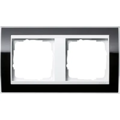 Gira Abdeckrahmen 2-fach 0212733 | Event Klar | Zwischenrahmen reinweiß glänzend | bruchsicher | Kunststoff | schwarz
