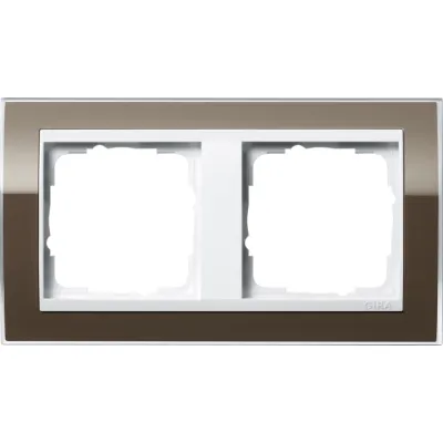 GIRA Abdeckrahmen 2-fach 0212763 | Event Klar | Zwischenrahmen reinweiß glänzend | Kunststoff | bruchsicher | braun