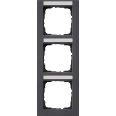 GIRA Abdeckrahmen 3-fach 110323 | E2 Serie | vertikal | beschriftbar | bruchsicher | Kunststoff | anthrazit