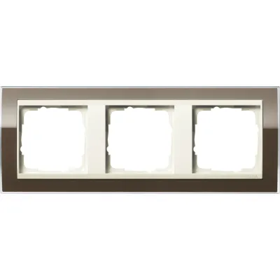 Gira Abdeckrahmen 3-fach 0213761 | Event Klar | Kunststoff | bruchsicher | cremeweißer Zwischenrahmen | braun