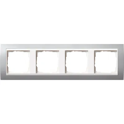 Gira Abdeckrahmen 4-fach 0214326 | Event Serie | Unterputz | Kunststoff glänzend | Reinweiß | Farbe Aluminium