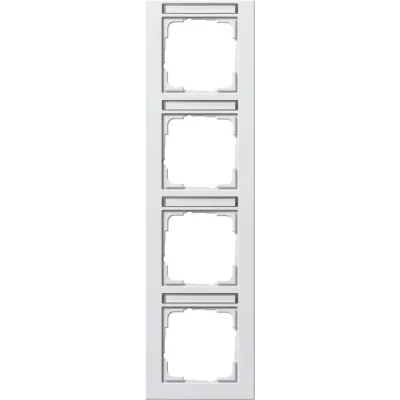 GIRA Abdeckrahmen 111429 E2 4-fach vertikal | beschriftbar | bruchsicher | Kunststoff | glänzend | reinweiß RAL 9010