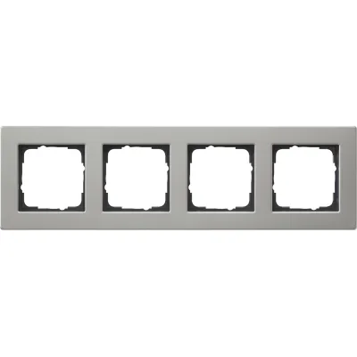 GIRA Abdeckrahmen E2 0214335 | 4-fach flach | Edelstahl | Unterputz | horizontal & vertikal | Klemmbefestigung