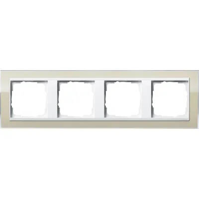 GIRA Abdeckrahmen 4-fach 0214773 | Event Klar | Zwischenrahmen Reinweiß glänzend | bruchsicher | Kunststoff | Sand