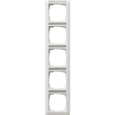 GIRA Abdeckrahmen 111503 5-fach senkrecht Standard 55 | beschriftbar | Kunststoff | brillant weiß glänzend | IP20
