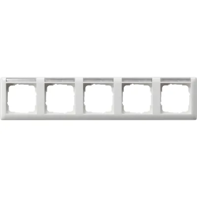 Gira Abdeckrahmen 5-fach 109503 | Standard 55 | beschriftbar | waagerecht | Kunststoff | glänzend | reinweiß RAL 9010