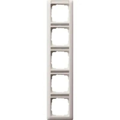 GIRA Abdeckrahmen 111527 | 5-fach senkrecht | Standard 55 | beschriftbar | Kunststoff | matt | reinweiß RAL 9010