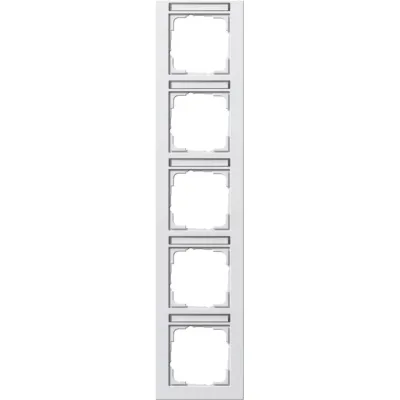 GIRA Abdeckrahmen E2 5-fach senkrecht | Beschriftungsfeld | bruchsicher | sprühnebelfest | weiß glänzend