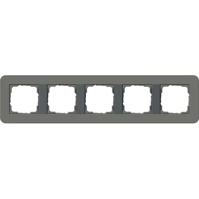 GIRA Abdeckrahmen 0215423 E3 5-fach | Rahmen für Unterputzmontage | Soft-Touch | Klemmbefestigung | Dunkelgrau/Anthrazit