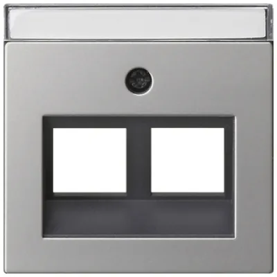 GIRA Abdeckung Tragring Modular Jack 2-fach 2640600 | 30° Schragauslass | Beschriftungsfeld | System 55 | Edelstahl