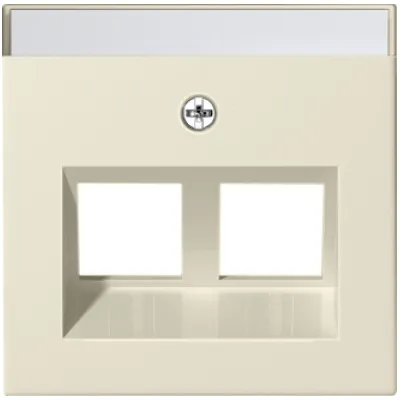 GIRA Abdeckung Modular Jack 2-fach 264001 | Zentralplatte System 55 | 30° Schragauslass | cremeweiß glänzend