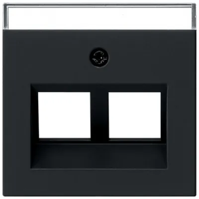 GIRA Abdeckung Modular Jack System 55 2640005 | Zentralplatte | 2-fach | 30° Schragauslass | Beschriftungsfeld | Schwarz