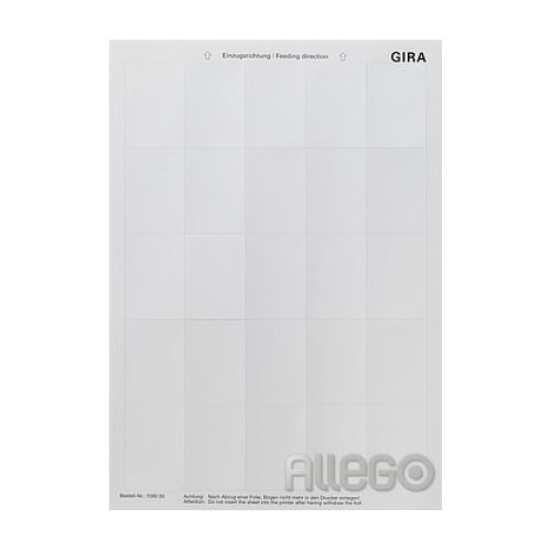 Bild: Gira Beschriftungsbogen f.Tastsensor 2 109000