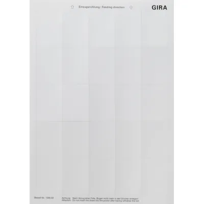 Gira Beschriftungsbogen 109000 für Tastsensor 2 System 55/E22 | 38x54 mm | PET-Folie | DIN A4 | Laser bedruckbar