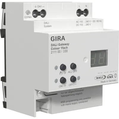 GIRA DALI Gateway Colour 1fach 211100 KNX REG | KNX Secure | DALI & DALI-2 | 64 Leuchten | Tunable White