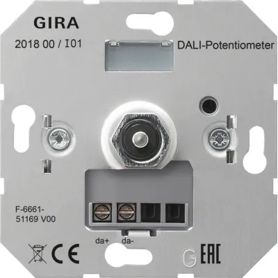 GIRA DALI-Potentiometer Einsatz 201800 | Dimmer für DALI-Schnittstelle | Unterputz | Dreh-/Druckknopf | max. 2mA | IP21