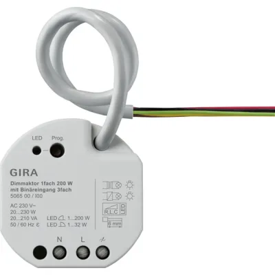 GIRA Dimmaktor 506500 KNX 1-fach 200W Unterputz | Universal-Dimmer | Binäreingang 3-fach | 230V | Smart Home