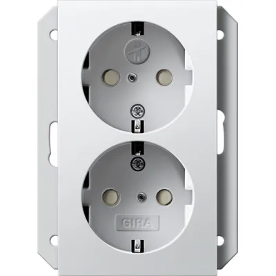 GIRA SCHUKO Doppelsteckdose 273127 | Unterputz System 55 | Kinderschutz | 16A 250V | reinweiß matt | IP20
