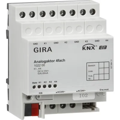 GIRA Analogaktor 4-fach 102200 KNX/EIB REG | 4 Ausgänge | Basismodul | DIN-Hutschiene | IP20 | 0-10V