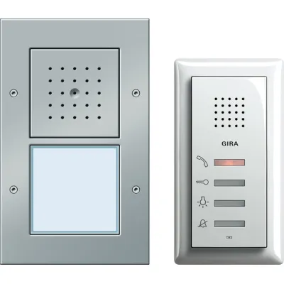 GIRA Türsprechanlage Set 049543 | Audio Bus | 1-Familienhaus | Aufputz | Infoschild | Aluminium