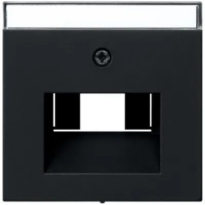 Gira Abdeckung UAE/IAE Netzwerkdose 0284005 Schwarz matt | Zentralplatte mit Beschriftungsfeld | Unterputz IP20