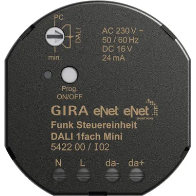 GIRA Funk Steuereinheit Mini DALI 542200 | eNet Funkbus | 1 Ausgang | Unterputz | DALI-Steuerung bis 12 Leuchten