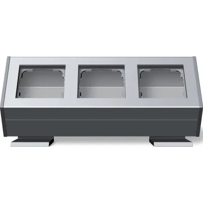 Gira Aufputzgehäuse 3-fach Aluminium 119326 | Profil 55 | mit Befestigungswinkel | IP21 | Kabeleinführung