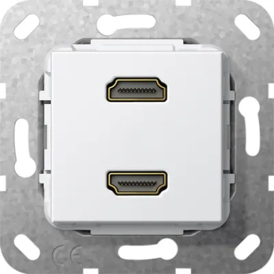 GIRA HDMI 2-fach Gender Changer Einsatz 567103 | HDMI 2.0a + HDR | Unterputz | System 55 | Reinweiß glänzend