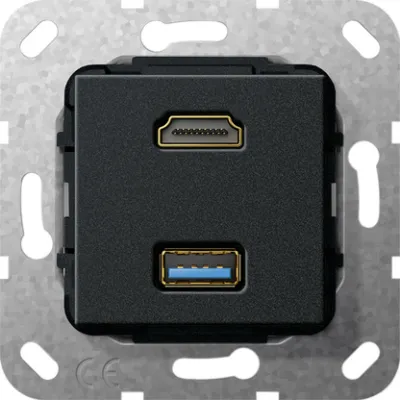 Gira HDMI USB 3.0A Gender Changer 567910 Einsatz Schwarz matt Gira HDMI USB 3.0A
