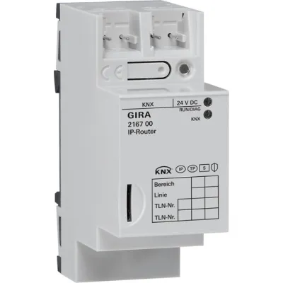 Gira KNX IP-Router REG 216700 | EIB Schnittstelle | 2x RJ45 | KNXnet/IP | Secure-Ready | 24-30V DC