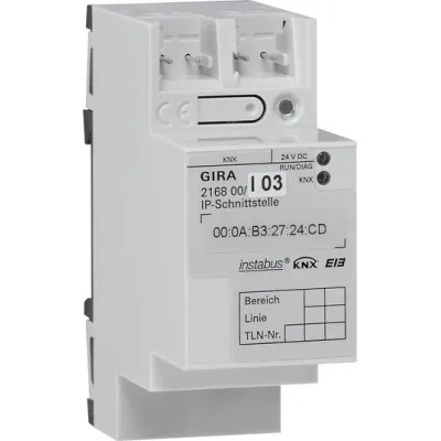 GIRA IP-Schnittstelle KNX/EIB REG 216800 | Ethernet RJ45 | 2 TE | IP20 | für KNX Programmierung & Diagnose | 24-30V DC