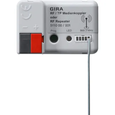 GIRA KNX RF/TP Medienkoppler RF-Repeater 511000 | Schnittstelle KNX TP & KNX RF | Data Secure | 868,3 MHz | REG plus