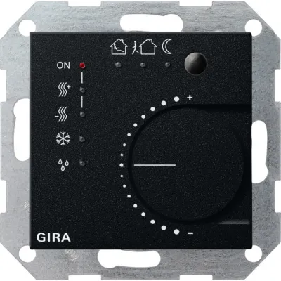 GIRA KNX Stetigregler 2100005 | Tasterschnittstelle 4-fach | System 55 | Unterputz | Raumtemperaturregler | Schwarz matt