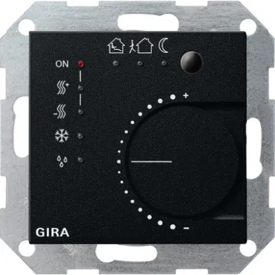 GIRA KNX Stetigregler 2100005 | Tasterschnittstelle 4-fach | System 55 | Unterputz | Raumtemperaturregler | Schwarz matt