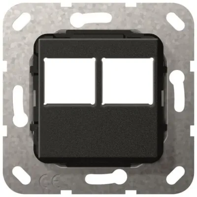 GIRA Zentralplatte Modular-Jack 2-fach 562910 | Abdeckung für LexCom | Thermoplast matt | schwarz lackiert