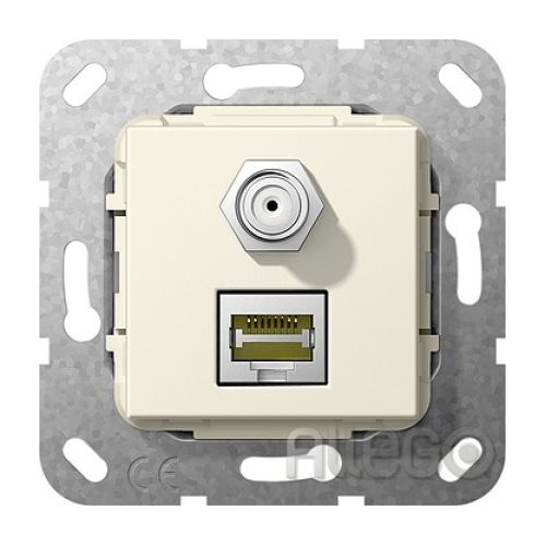 Bild: GIRA Modular Jack RJ45 Cat6A cws SAT F und RJ45 569701